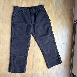 Carhartt Mens 40x30 Brown Insulated Quilt Lined Pants Double Knee